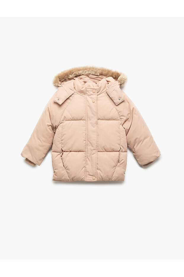 Hooded Long Sleeve Quilted Puffer Coat