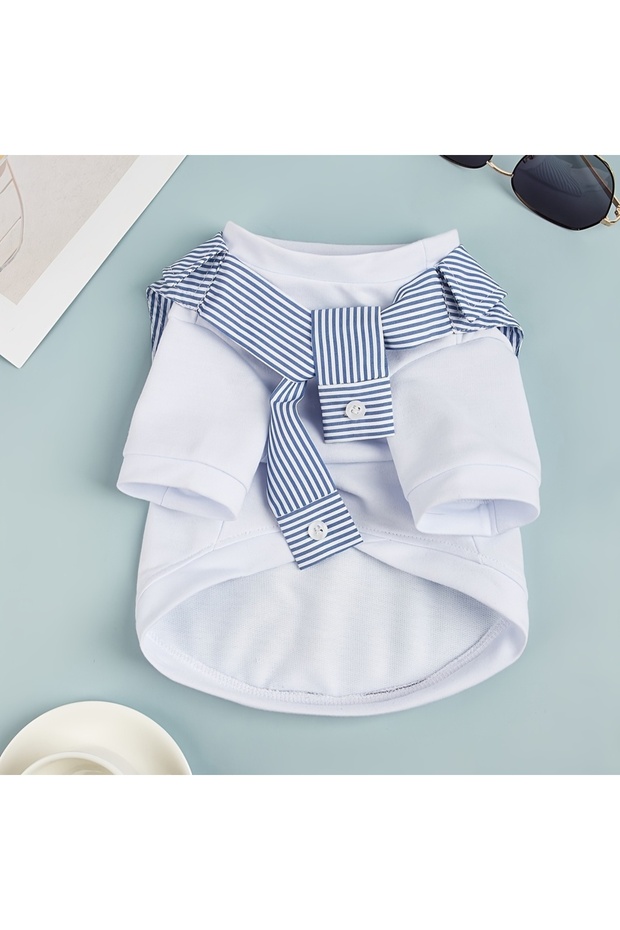 M White Summer Dog Clothes Casual Versatile Dog T-shirt Suitable for Small Medium Dogs Chihuahua Fre