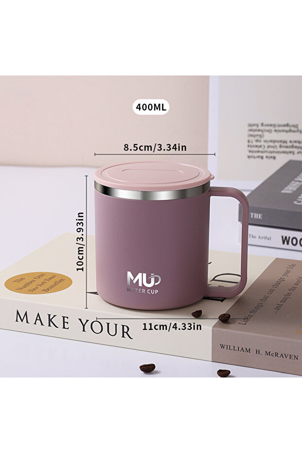 301-400ml B Style Purple 400ML Insulated Coffee Mug With Lid 304 Stainless Steel Double Wall Water C