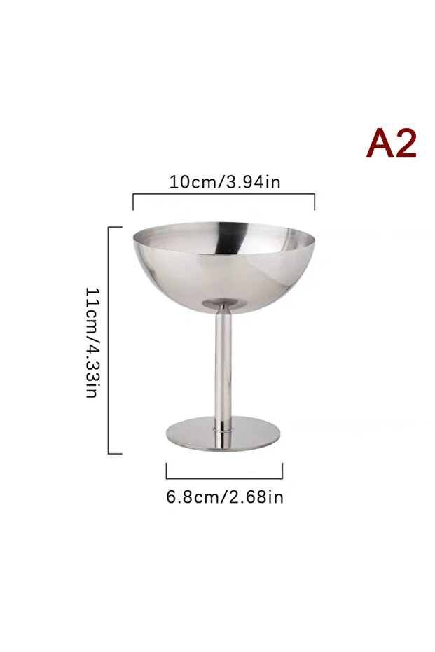 A2 2025 New Stainless Steel Goblet Cup Ice Cream Dessert Salad Bowl Fruit Plate Snack Dish KTV Bar S