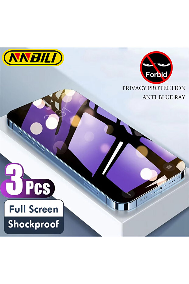 3 Pcs Glass for iPhone 13 mini NNBILI 3-1 Pcs Anti Blue Light Privacy Tempered Glass for iPhone 18 1