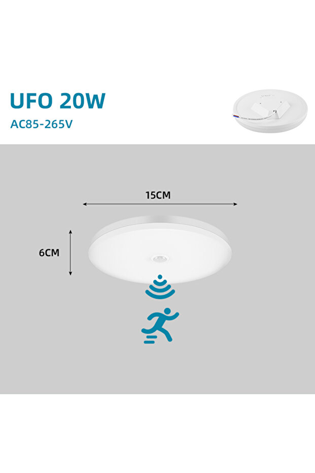 Cold White 20W 150mm Led Motion Sensor Light 85-220V Ceiling Lamp For Home Corridor Stair Veranda Li