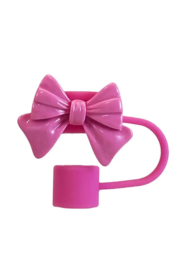 Rose Red New Cute Bow Straw Cap Covers Silicone Straw Toppers Cap For Stanley Cups Accessories Straw