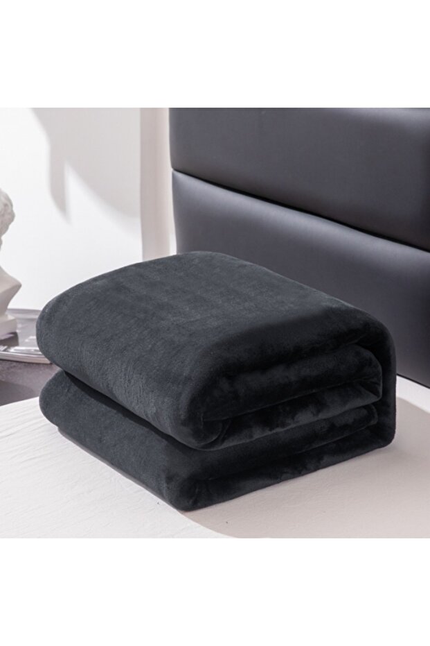 100x150cm 1pcs black 2025 new solid color simple plush blanket multi-functional Farley plush thicken
