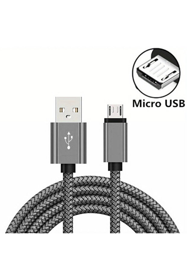 كابل USB A Micro رمادي بطول 2 متر سلك شحن سريع خط الهاتف المحمول كابل محول USB سلك لـ ...
