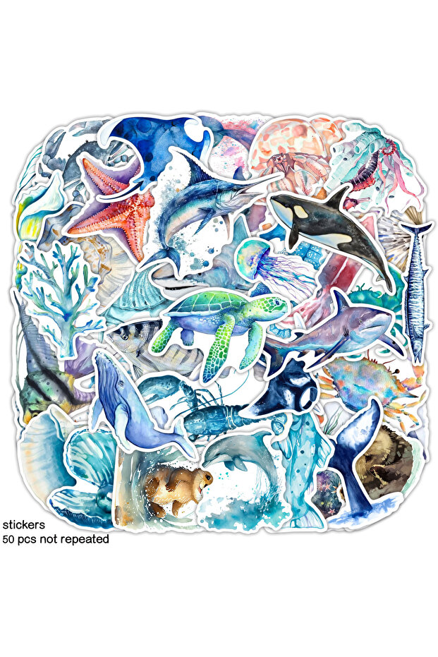 50Pcs 50Pcs Underwater World Graffiti Stickers Water Bottle Laptop Phone Bicycle Luggage Case Skateb