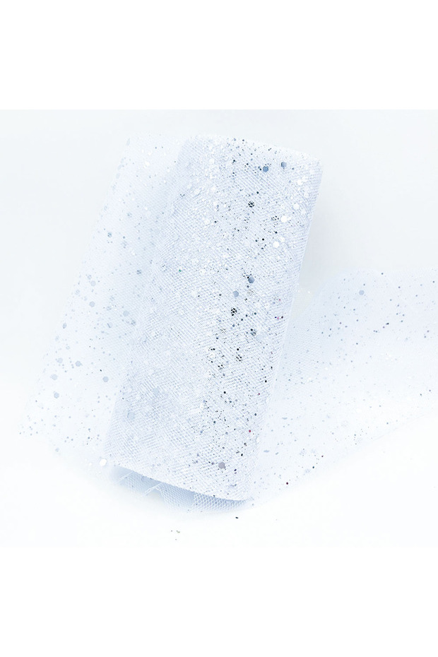 6in x 10Yards WHITE Glitter Tulle Rolls 6 in x 10 Yards for Table Runner Chair Sash Bow Pet Tutu Ski