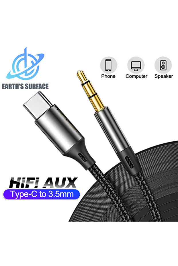 كابل صوت USB C إلى 3.5 مم بطول 1 متر لجهاز iPhone 16 Pro Max S24 Ultra ومكبر صوت سماعة السيارة