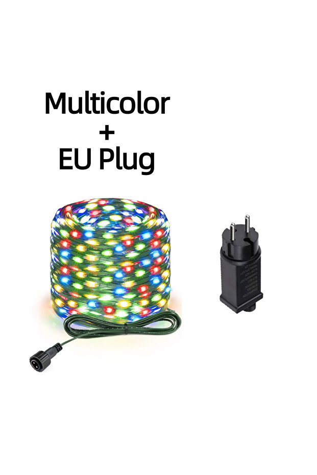 100M EU Plug-RGB LED Leather String Lights Twinkle Star Fairy Color With Solar Power/AC Power For Ou