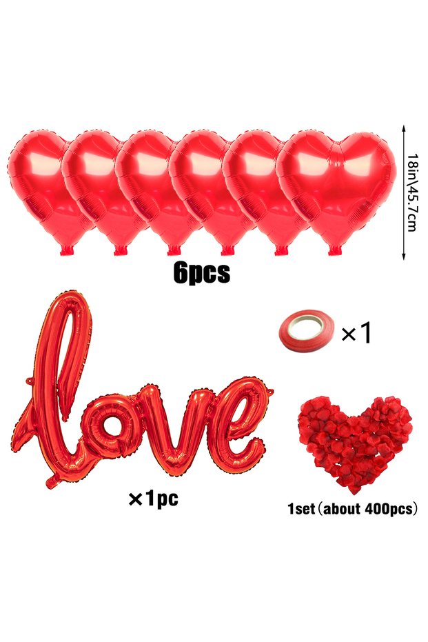 Other Balloon Set Red Love Letter Balloon Set 18 inch Heart shaped Balloon Simulation Petals Valenti