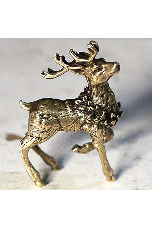 Right 1pc Deer Ornament Deer Statue Miniature Sika Miniature Figurines Solid Brass Tabletop Decorati