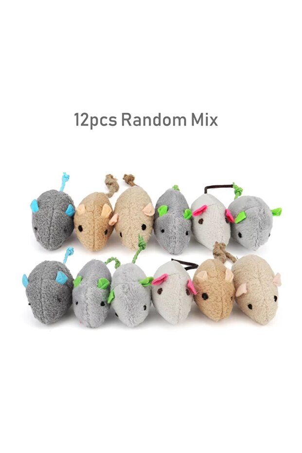 Random color 12 Hot 12PCS Interactive Plush Rat And Cat Toys With Durable Linen Perfect For Pet Safe