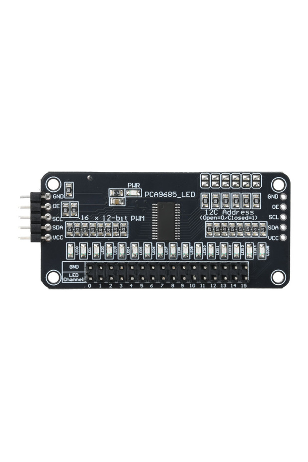 وحدة لحام الإبرة PCA9685 وحدة لوحة تشغيل LED ذات 16 قناة وحدة وحدة تحكم PWM I2C Bus 2.3 فولت