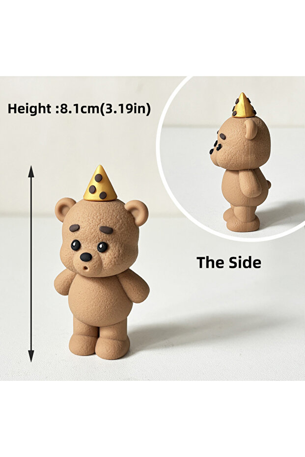 Size as picture Dark brown bear Bear Cake Topper Set with Mini Balls & Boxes &Cake - 1st Birthday, B