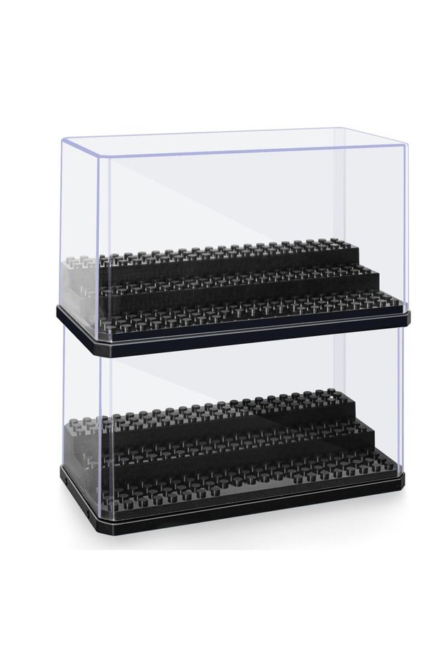 2pcs Acrylic Minifigures Display Case, Stackable and Dustproof Building Block Display Box for Lego A