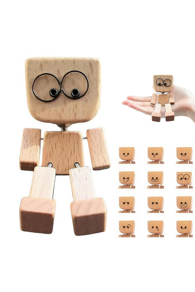 As Shown 12 Magnetic Face Figure Decoration Expresons Creative Car Decor Handmade Wooden Funny Bobbl