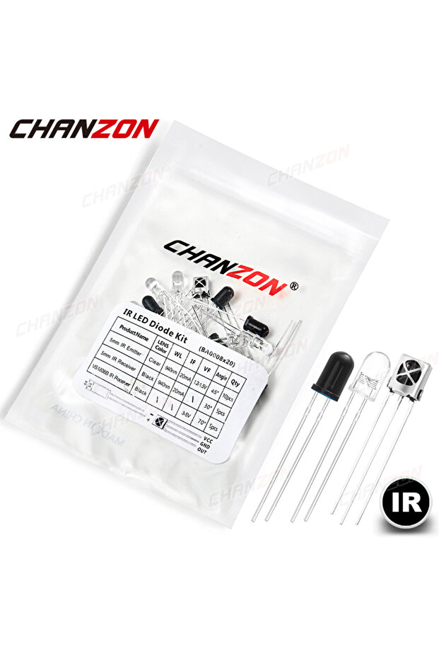20Pcs IR LED Kit 20pcs 5mm 940nm VS1838B IR LED Emitting Diode Kit Transmitter Receiver Infrared Lig