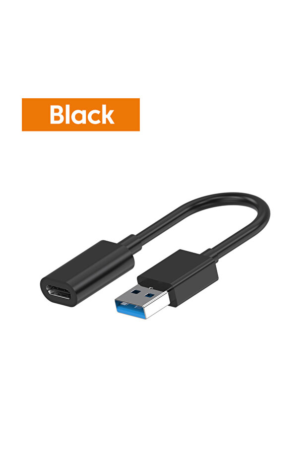 محول كابل USB 3.0 OTG أسود من USB ذكر إلى Type C أنثى محول شحن سريع كابل بيانات OTG