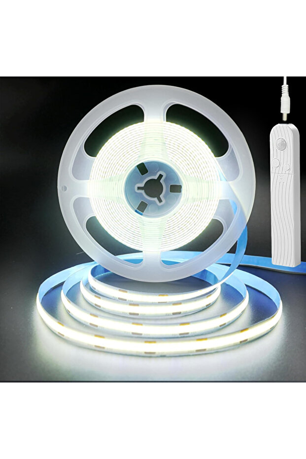 شريط إضاءة LED COB أبيض بارد بطول 5 أمتار، 5 فولت، 320 مصباح LED/م، مستشعر حركة PIR، شريط مرن ذاتي اللصق