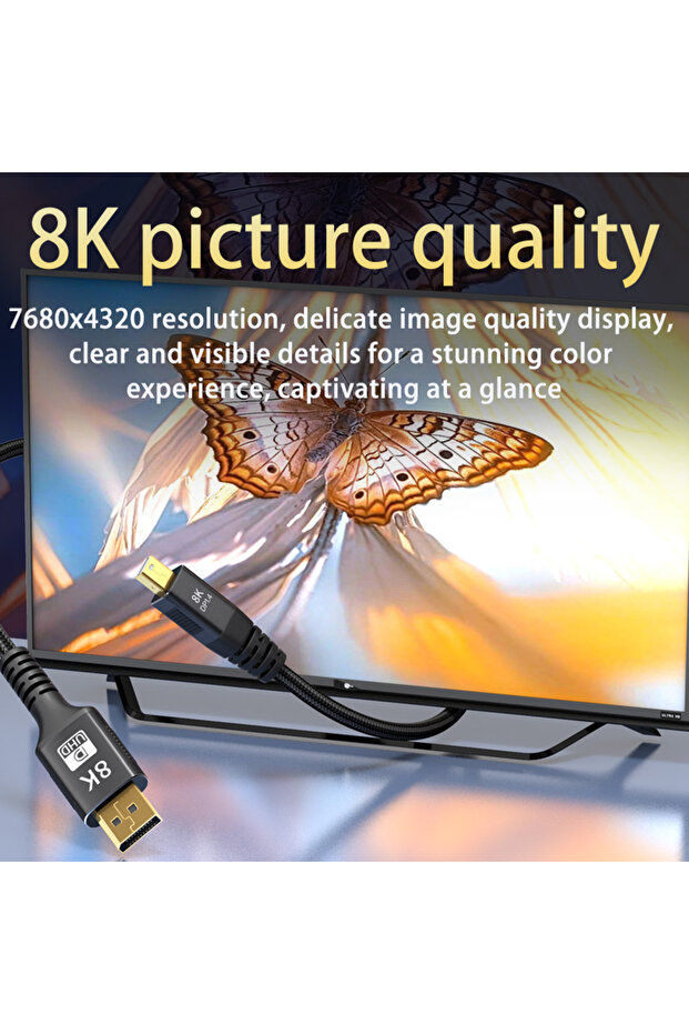 1m Minidp to Dp Cable Version 1.4 8K60 Graphics Card Mini Dp to Dp Adapter Thunderbolt 2 Suitable fo - 5