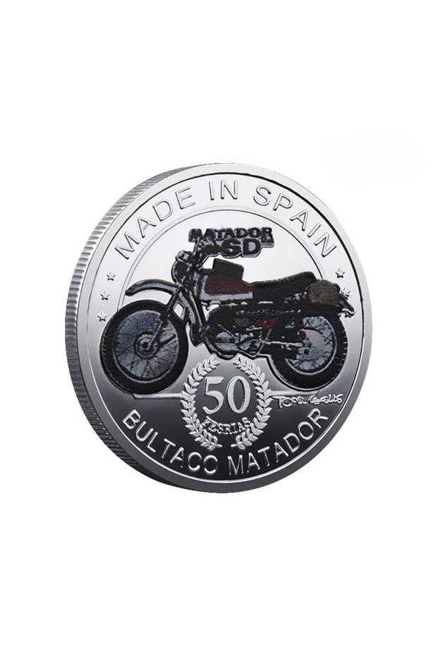 Sliver Spain Bultaco Matador Souvenir Silvery Plated Coin Collectible Gift Made In Spain Collection