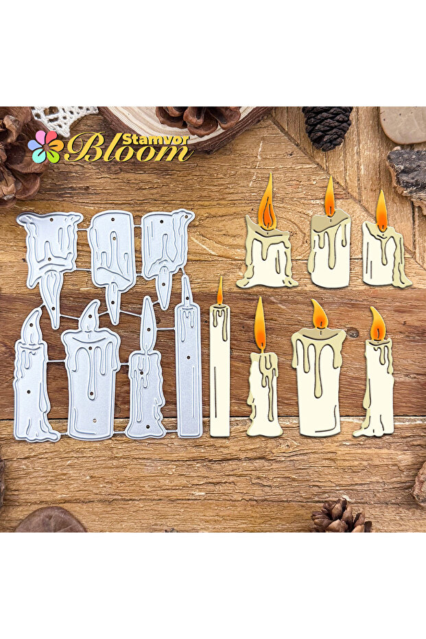 Original Retro Burning Candles Metal Cutting Dies Scrapbooking Decorative Embossing