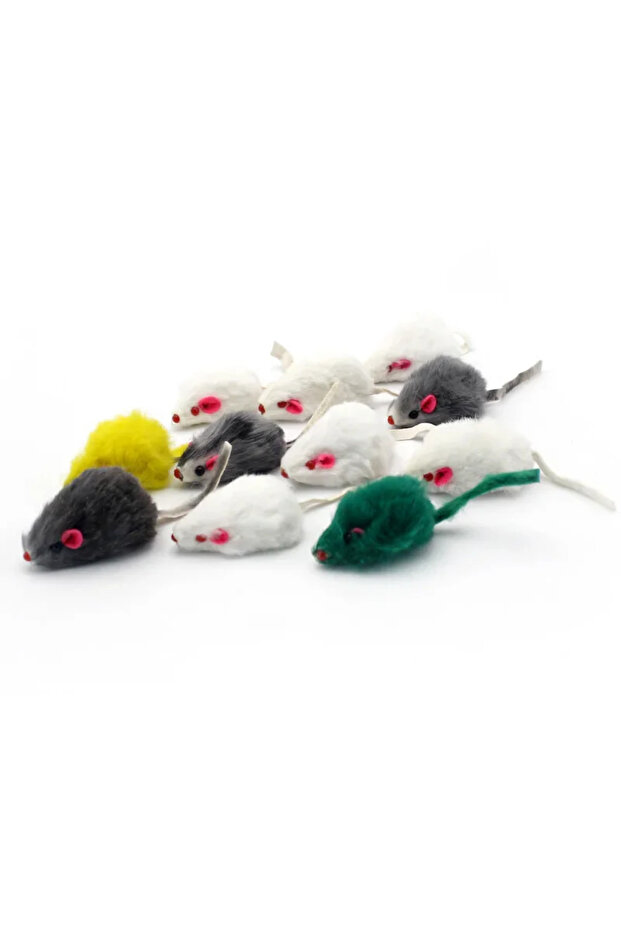 5pcs Random Color Pet Cat Toys Rabbit Fur False Mouse Feather Rainbow Mouse Toy Funny Playing Toys