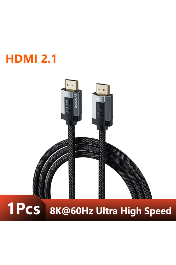 كابل HDMI 2.1 متوافق بطول 2 متر لجهاز PS5 وPS4 والكمبيوتر المحمول وجهاز العرض بدقة 8K@60Hz عالي السرعة