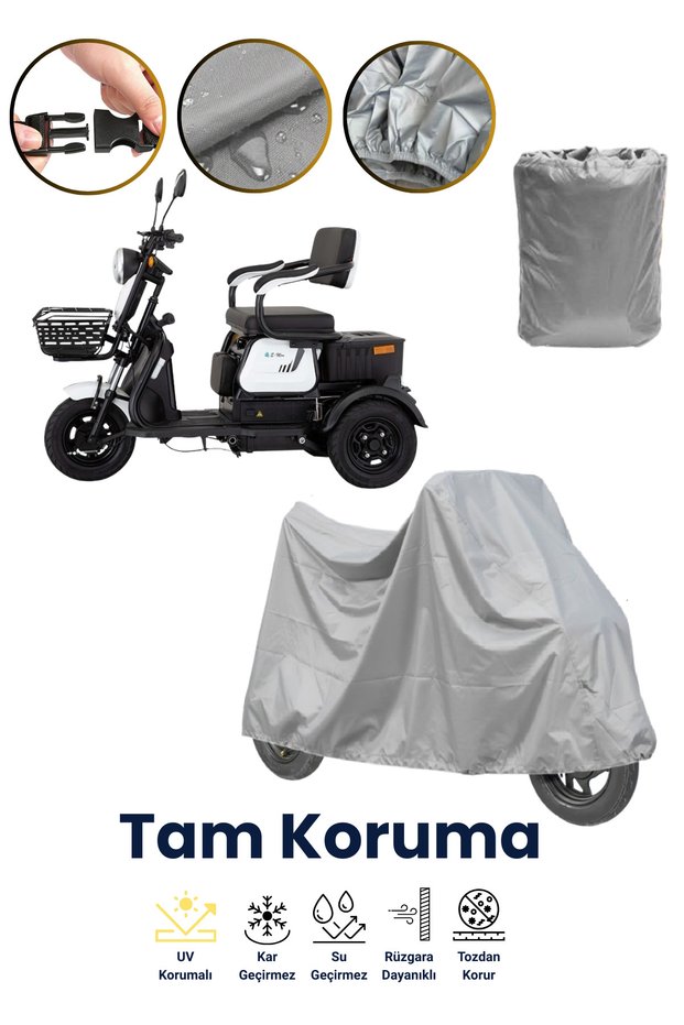 Gray Single Seat 3 Wheel Moped Tarpaulin, Electric Motorcycle Tarpaulin