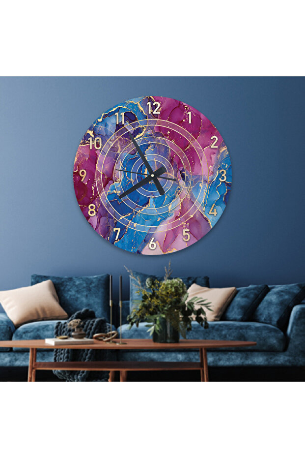 Wooden MDF wall clock with a modern Printed sticker