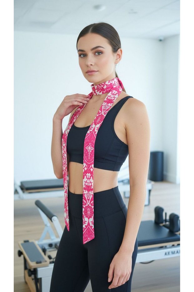 Floral Women's Scarf Neck Tie 155X5 cm Pink