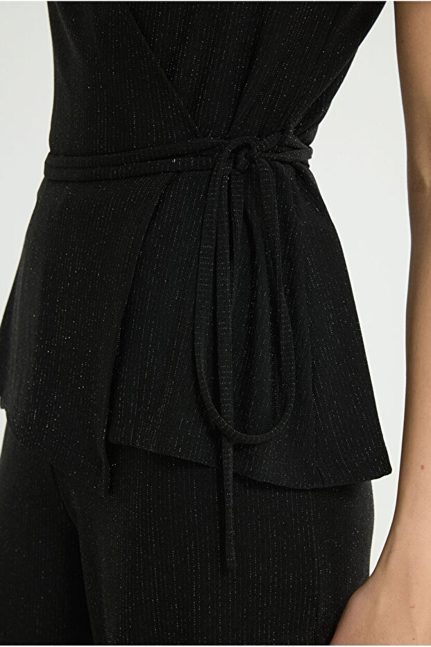 Anvelop Kısa Kol Örme Bluz - 2