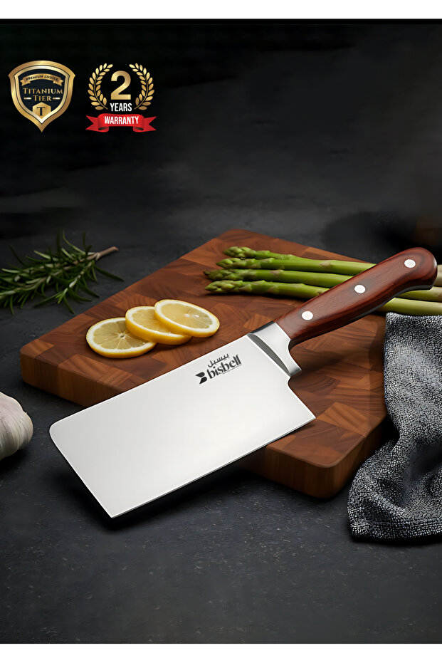 6" Cleaver Knife Extra Sharp Heavy-Duty 2.5mm Blade - Stainless Steel & Wood Handle | BB3894