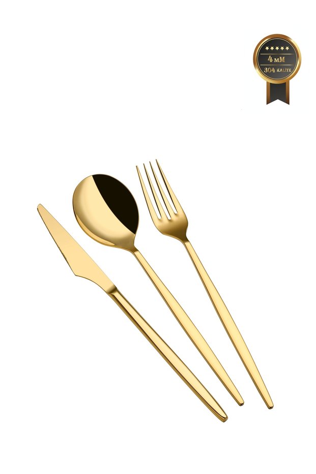 Teos Titanium Gold 84 Piece Premium Heavy Duty 12 Person 4mm Cutlery Set 304 Quality 18/10