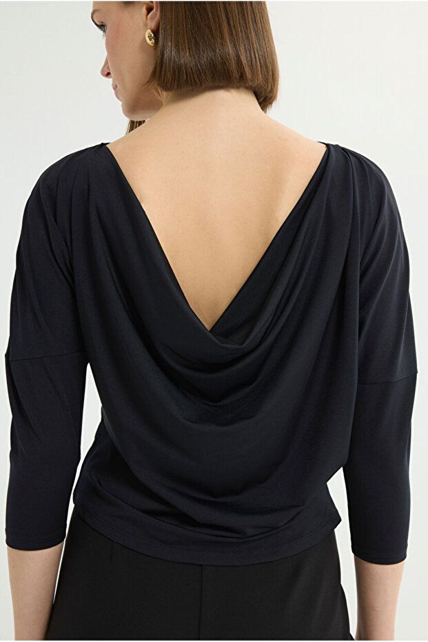 Degaje Yaka Örme Bluz - 2