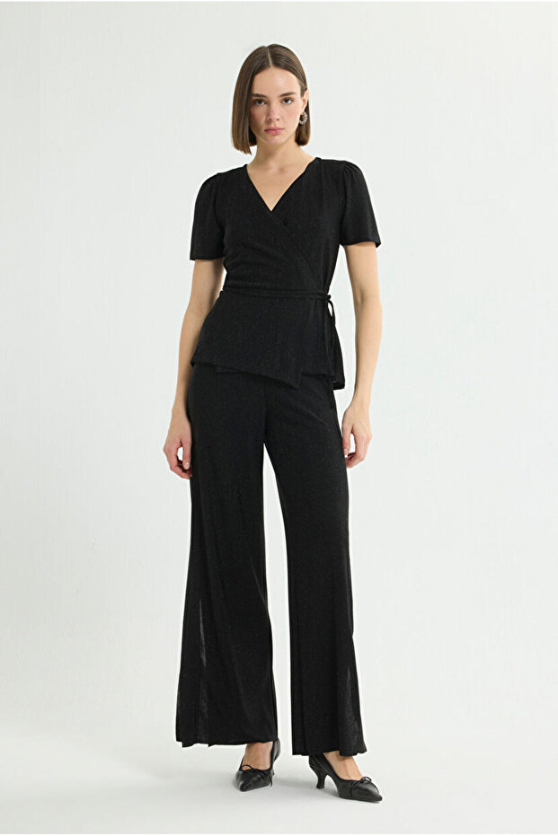 Anvelop Kısa Kol Örme Bluz - 3