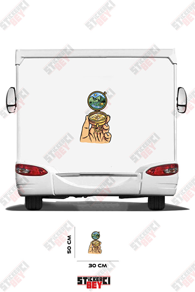 Nature Visual Caravan Sticker Coating with Compass