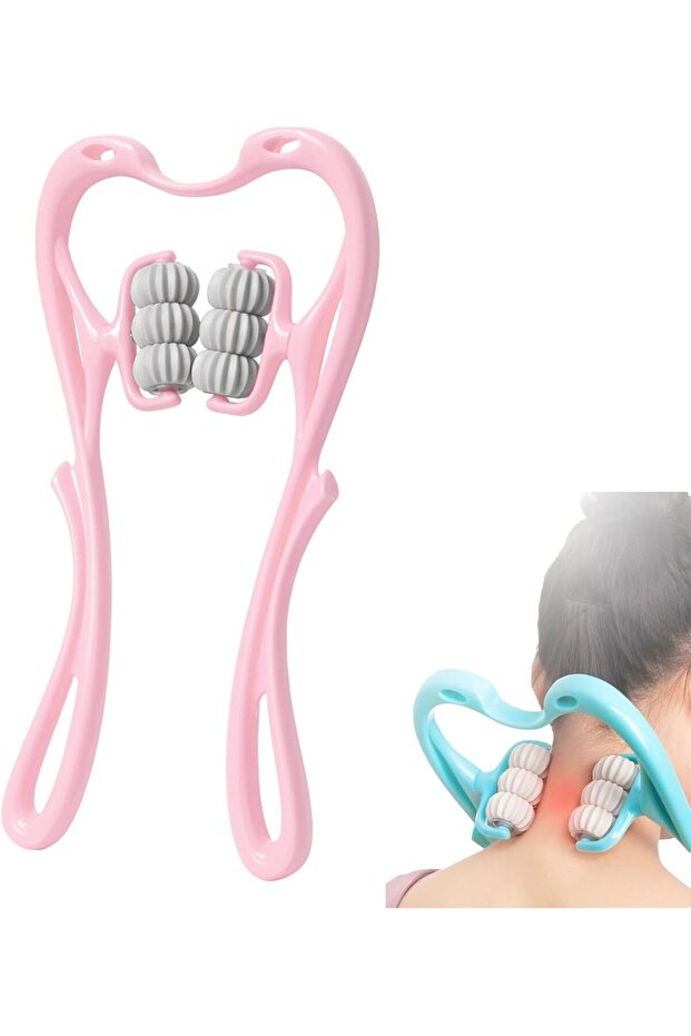 Cervical Spine Neck Massager Roller - Whalegrass Double Roller (Pink)