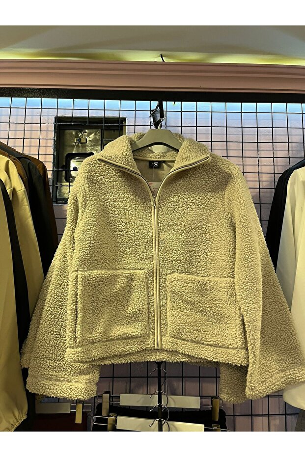 Bej Peluş Ceket - 1