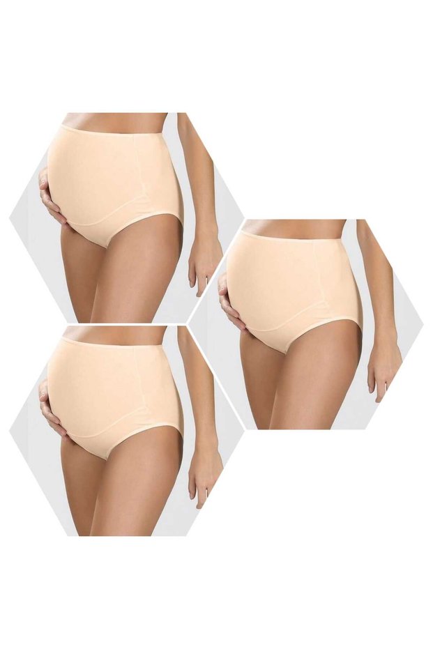 Women's 100% Cotton 3-Pack Maternity and Postpartum Underwear in Nude Color