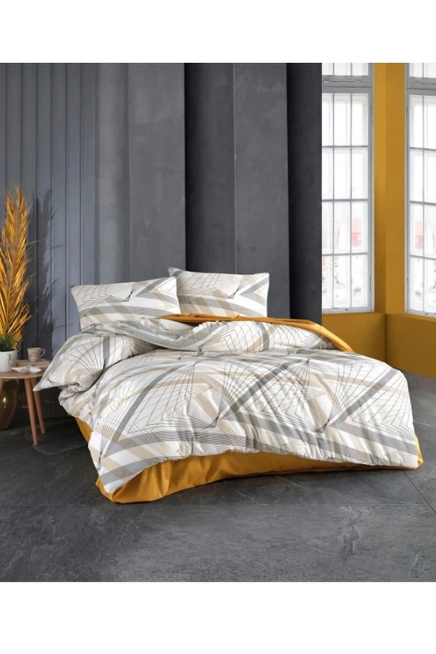 Crystal Prism Brown-Yellow Double Duvet Cover Set