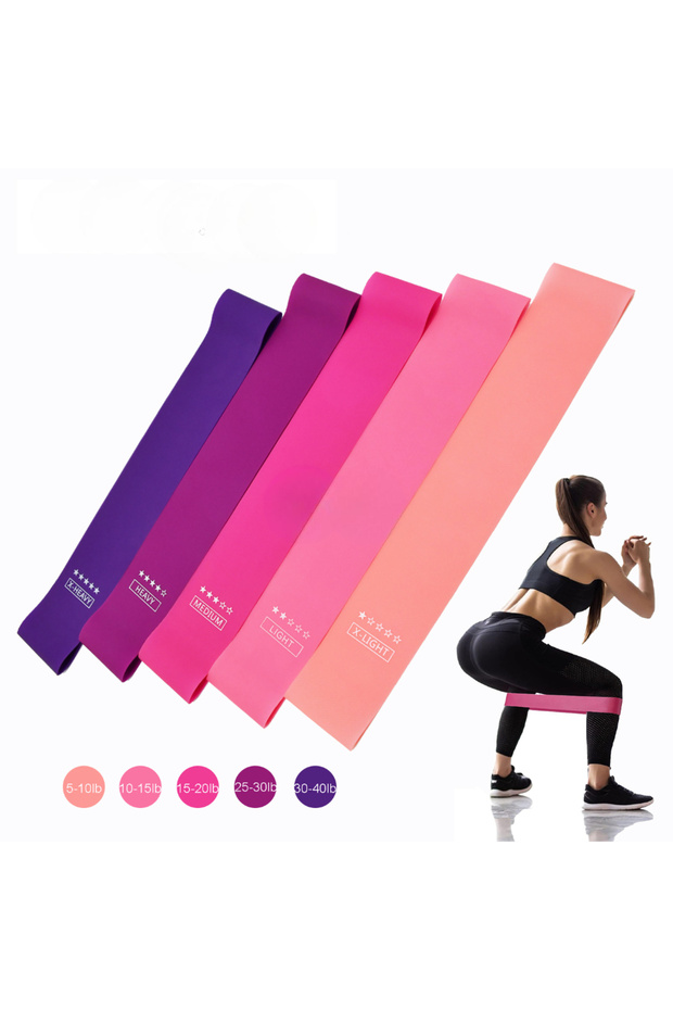 Arkagan 5li Pilates Egzersiz Bandı Seti, Pilates Egzersiz Bandı, 5li Aerobik Bandı Seti