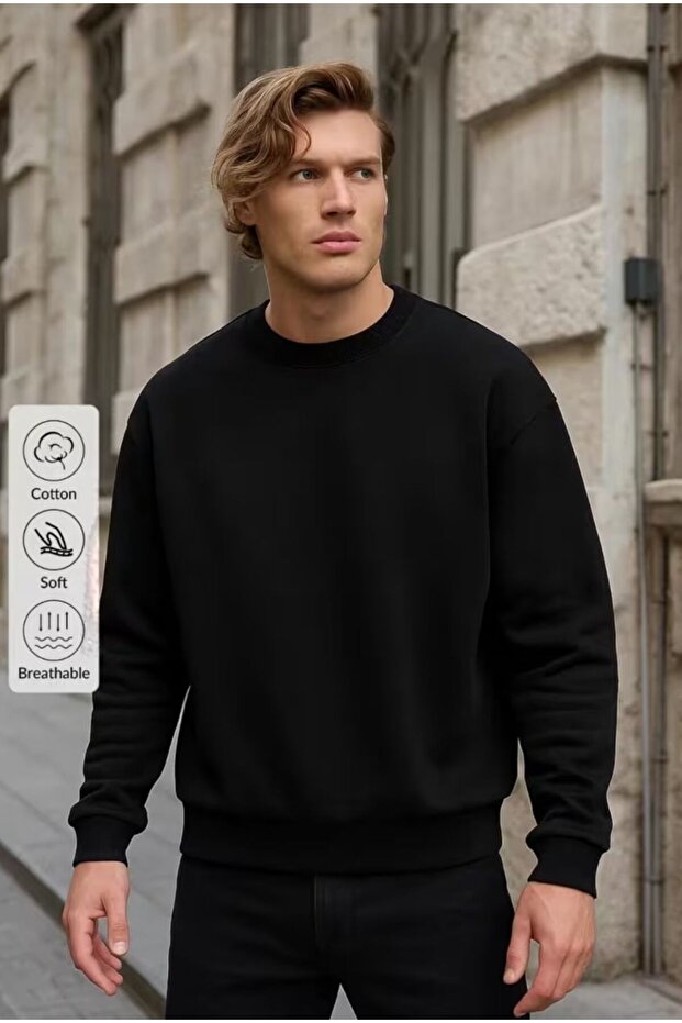 سترة رياضية رجالية بياقة دائرية وتصميم بسيط - 1