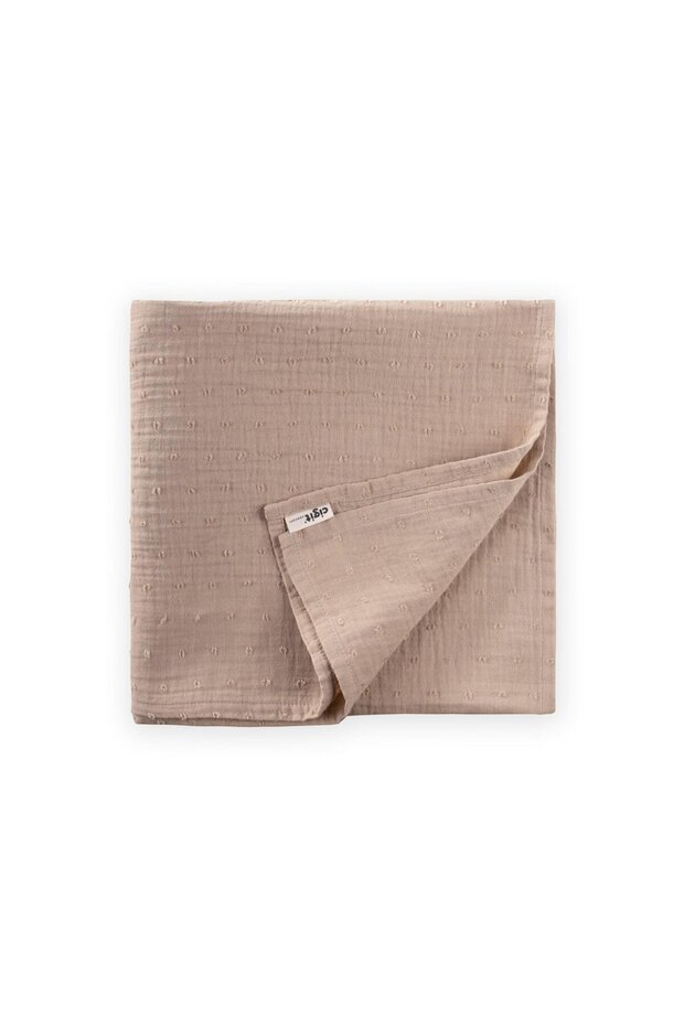 Natural Polka Dot Organic Muslin Blanket 90X100 cm Mink