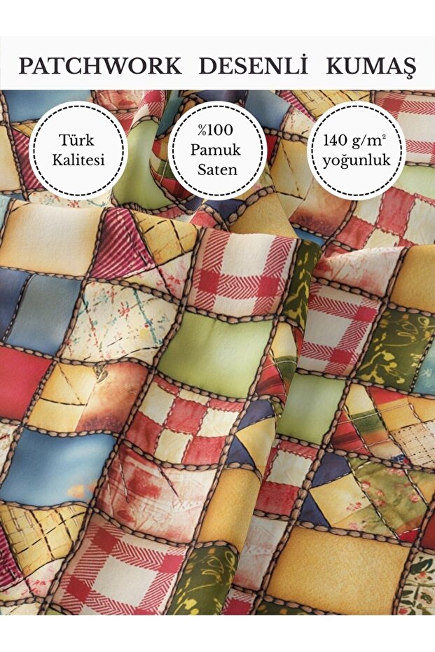 100% Cotton Satin Patchwork Fabric – 155×100 cm – for Sewing and DIY