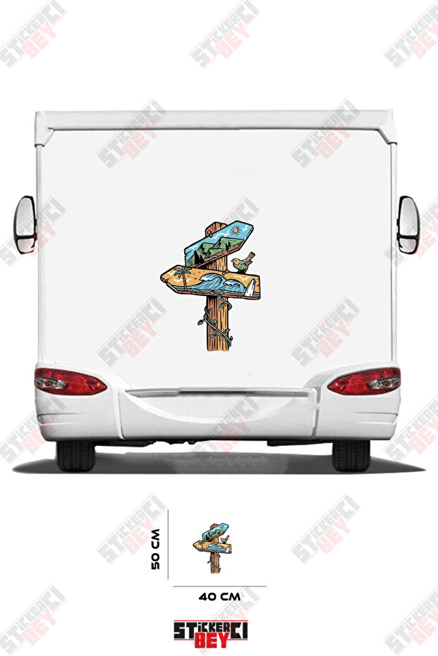 Illustrated Direction Sign Visual Caravan Sticker Covering