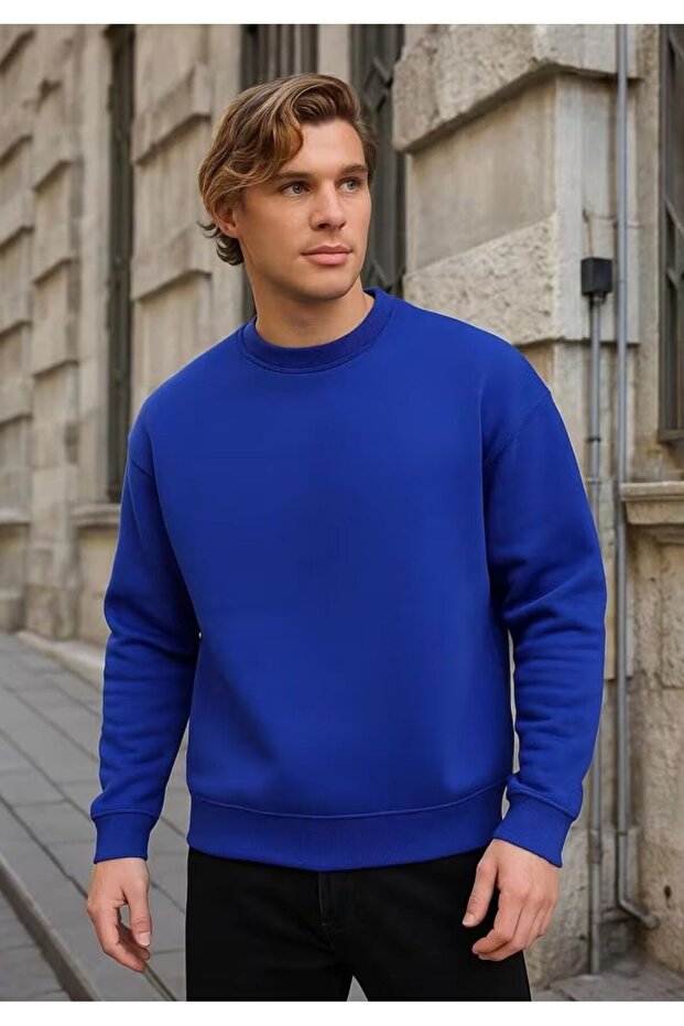 سترة رياضية رجالية بياقة دائرية وتصميم بسيط - 4