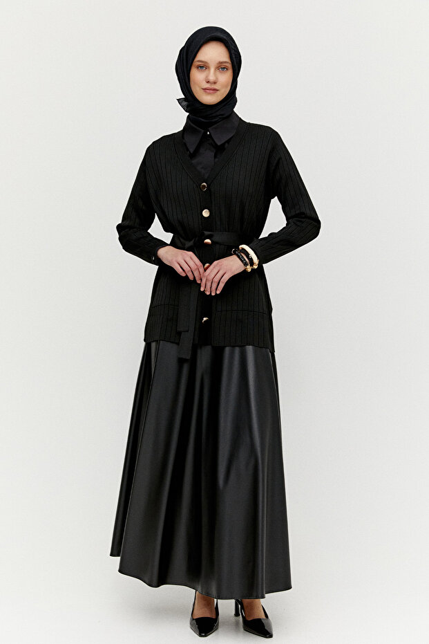 Çift Cepli Örme Triko Hırka - 2