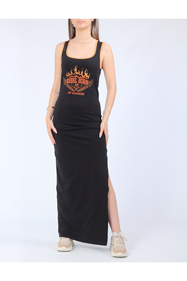 Rochie lunga, negru - 1