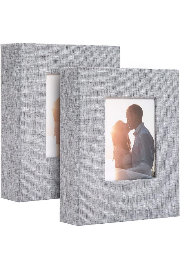 4x6 Photo Album - Linen Cover, 26-Page Mini Book Holds 52 Pictures (Grey)